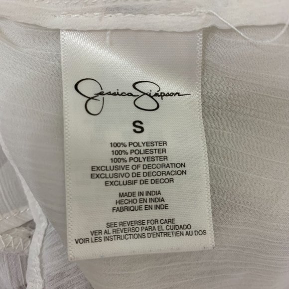Jessica Simpson Small Blouse Semi Sheer White Feminine Romantic - Picture 6 of 7